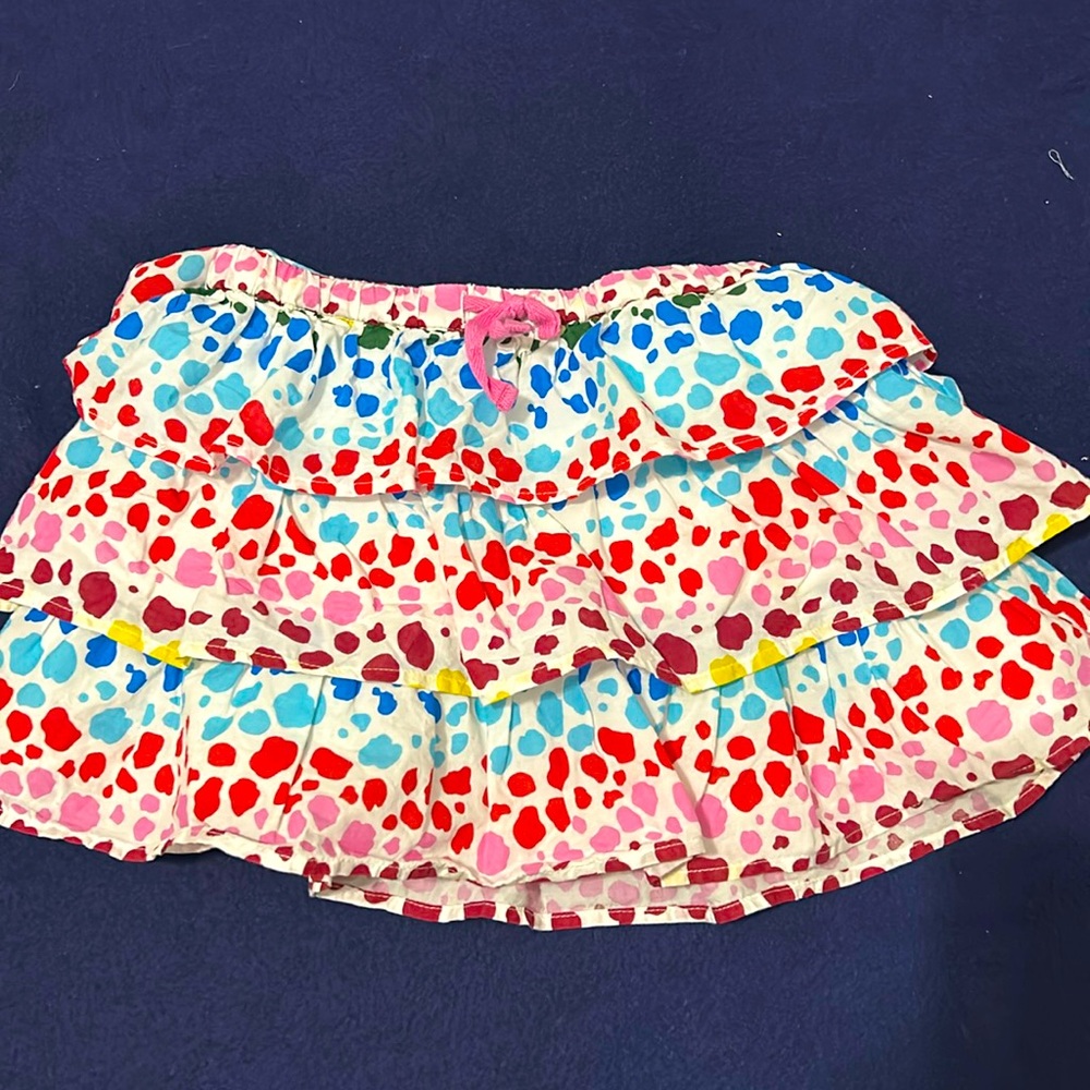 Mini Boden girls tiered ruffle skirt rainbow multicolored abstract leopard print